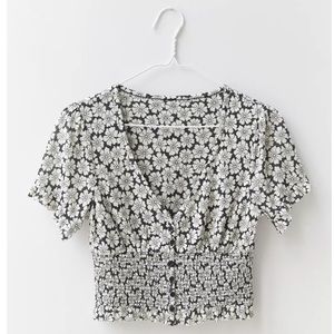 UO Bennett Button-Down Smocked Top